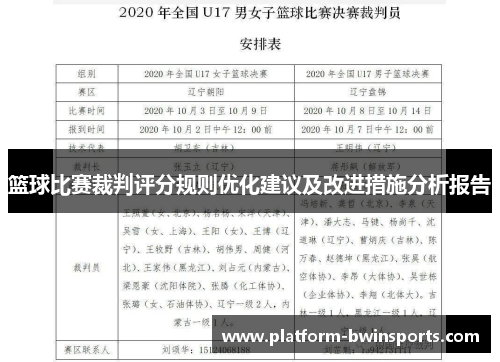 篮球比赛裁判评分规则优化建议及改进措施分析报告