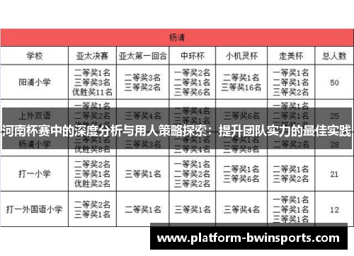 河南杯赛中的深度分析与用人策略探索：提升团队实力的最佳实践